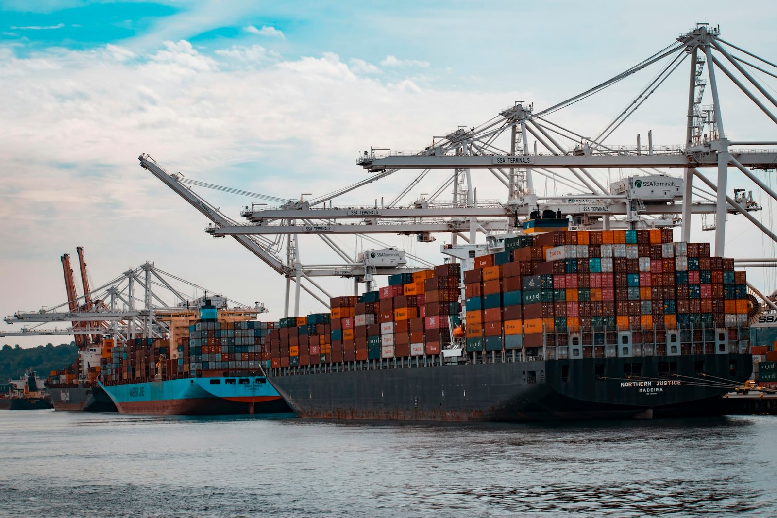 Cargo ship loaded with containers at port